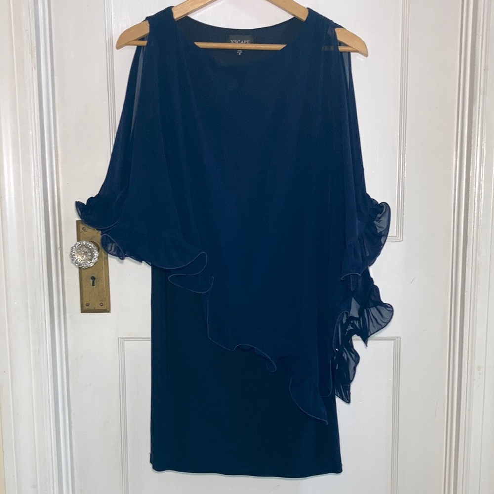 Exscape Elegant Navy Blue Dress
